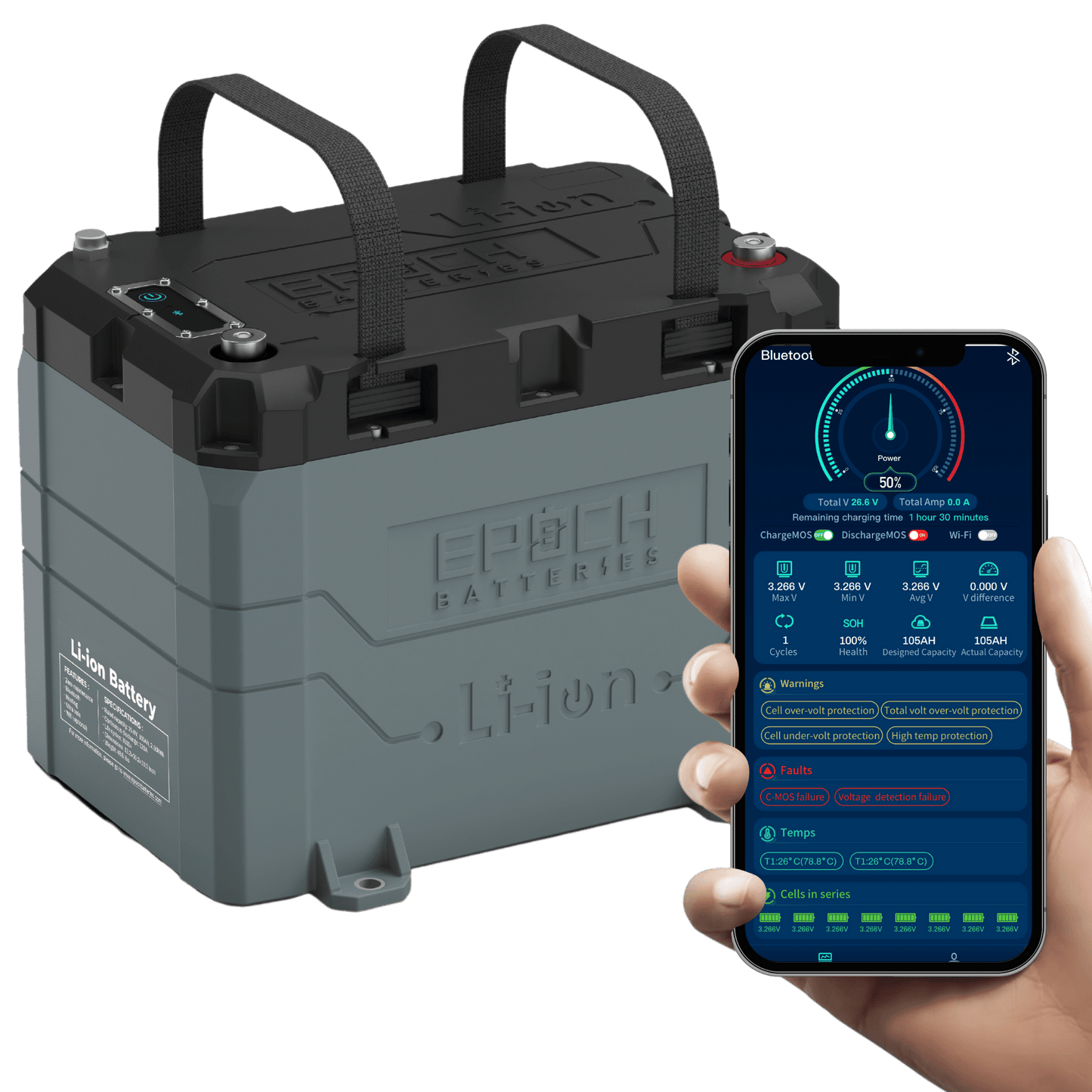 24V 100AH | HEATED & BLUETOOTH | LIFEPO4 BATTERY