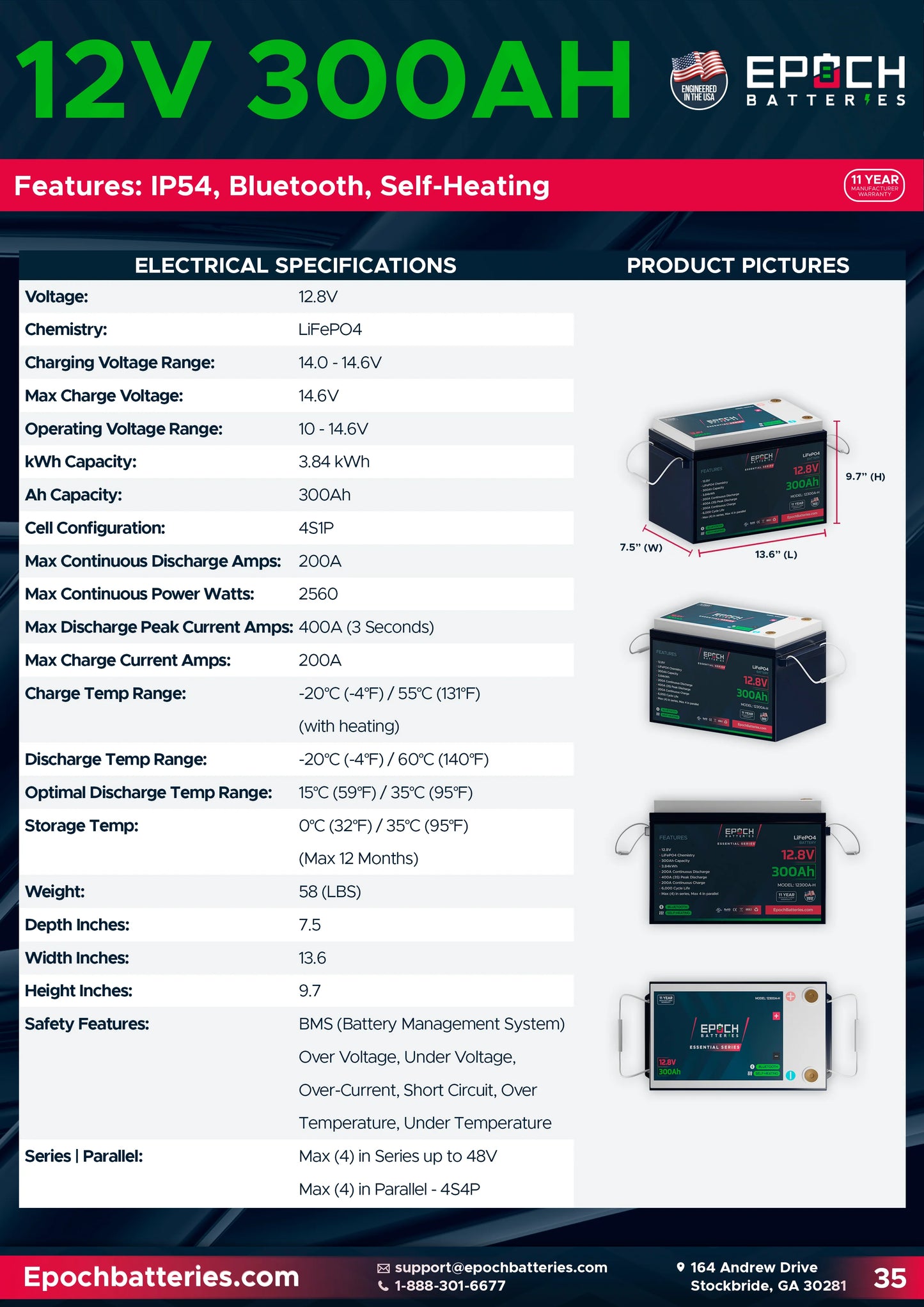 12V 300AH | HEATED & BLUETOOTH | LIFEPO4 BATTERY