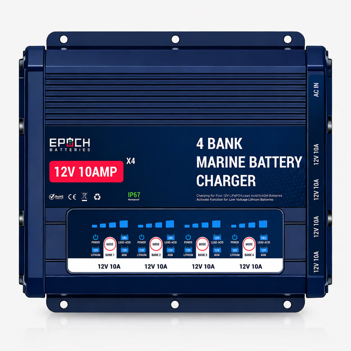 4-Bank 12V Marine Battery Charger | 10A Per Bank