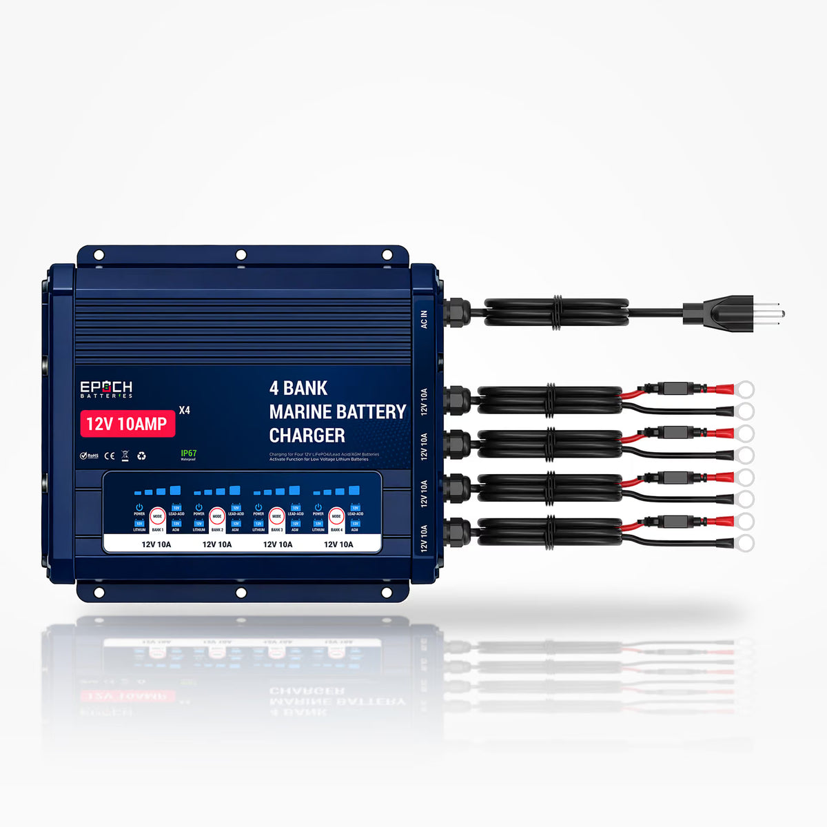 4-Bank 12V Marine Battery Charger | 10A Per Bank